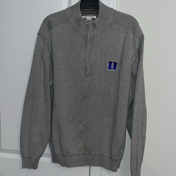 Cutter & Buck Duke Blue Devils College Golf 1/4 Zipper Crewneck Sweater Elbow L - Picture 1 of 6